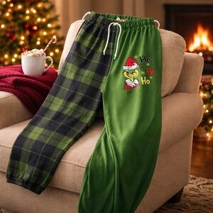 Green and Black Adult Grinch Pajamas